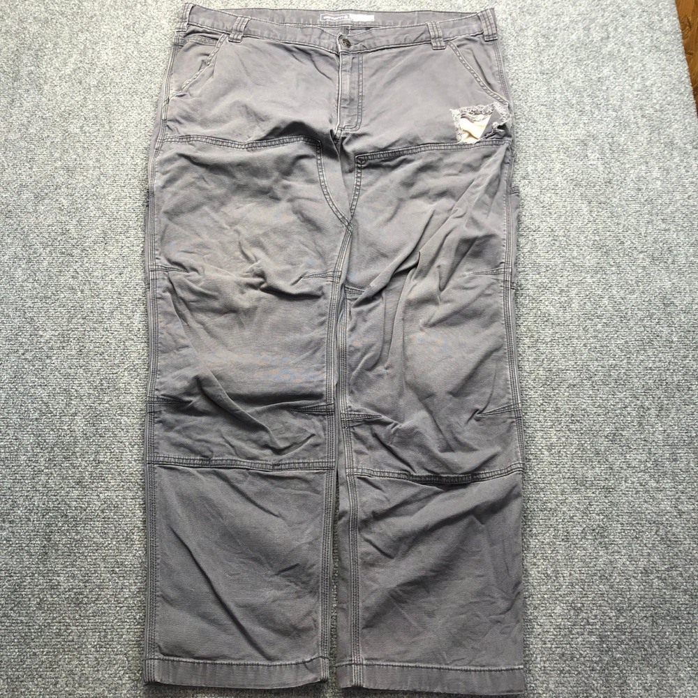 Carhartt MensDouble Knees Gray Canvas Work Pants Distressed 40x27